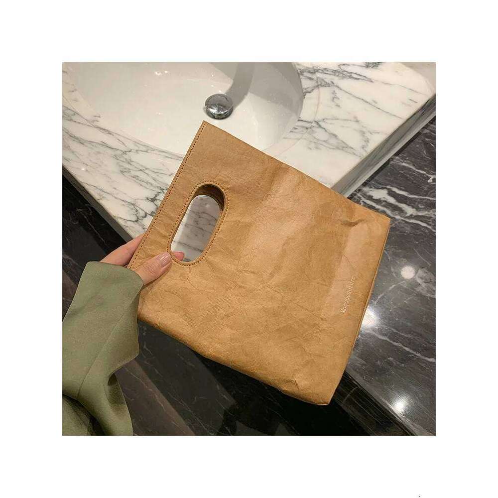 Women Kraft Paper Vintage Shoulder Bags Letter Solid Casual Tote Handbags Travel Shopping Pack