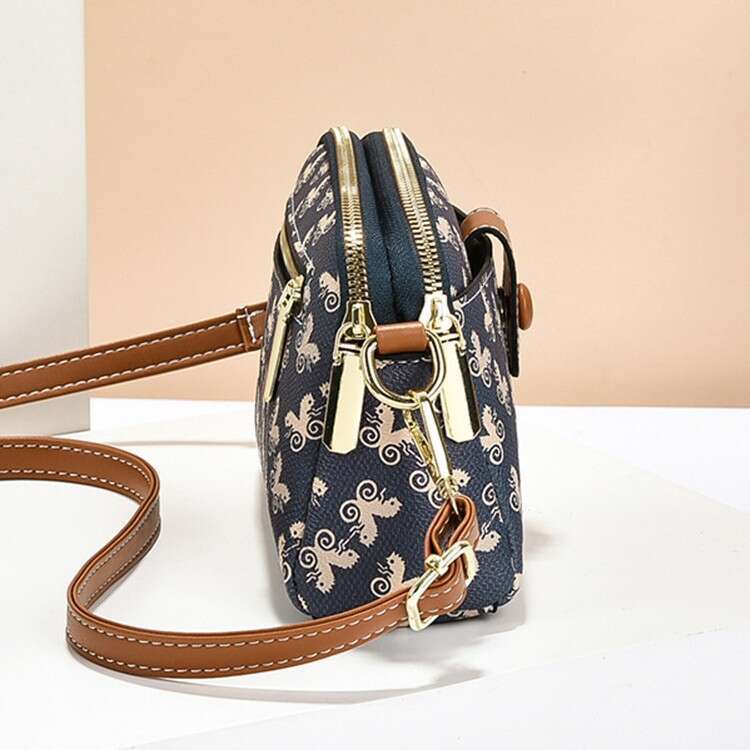 Crossbody Phone Bag Lightweight Multi-Pocket Mini Purse Stylish Color Block Shoulder Bag for Travel and Daily Use