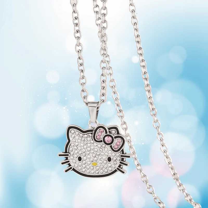 Sanrio Hello Kitty Silver Necklace Cartoon Fine Fashion Clavicle Chain Versatile Jewelry Pendant Girls Holiday Gift Wholesale w250716