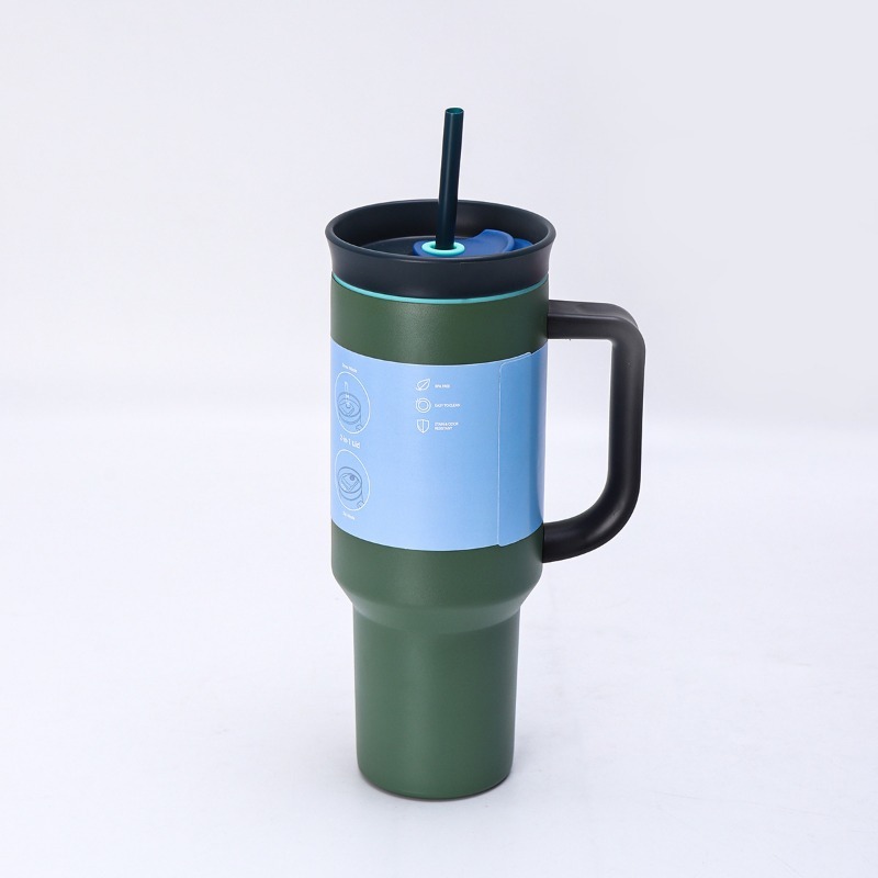 2025 New Owala Durable Stainless Steel Triple Layer Insulated Travel Tumbler with Spill Resistant Lid Straw and Carry Handle BPA Free 40 oz Ice Coffee