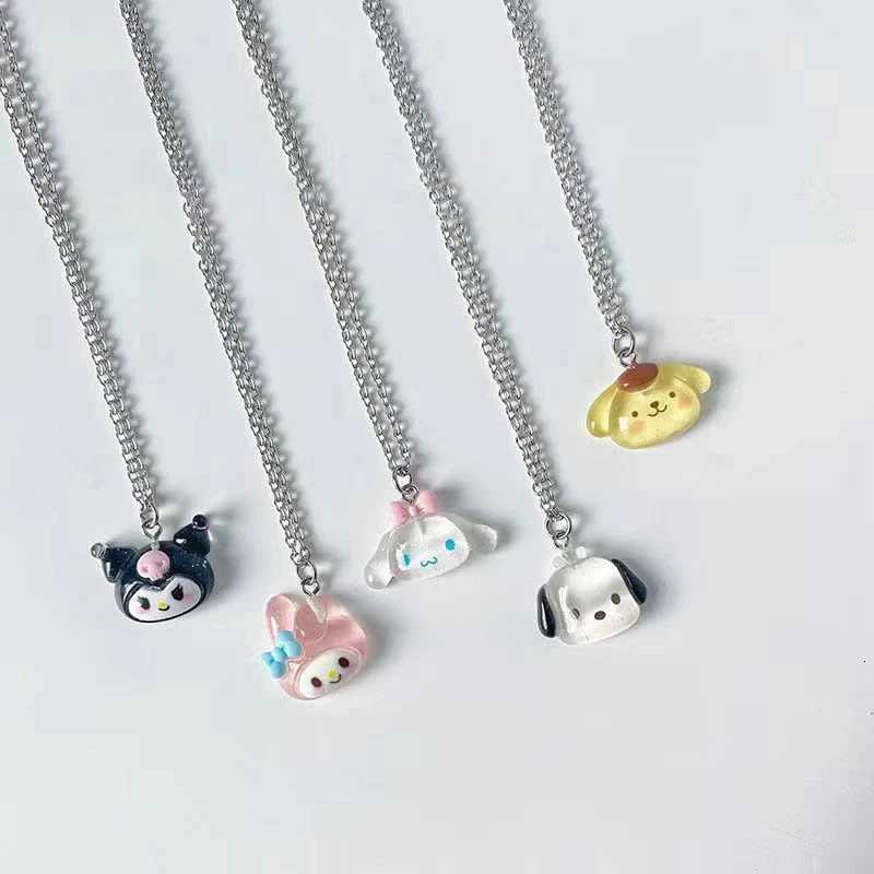 Sanrio Kawaii Cinnamoroll Melody Kuromi Necklace Clavicle Chain Adjustable Pendant Accessories Girls Toy Gift w250716