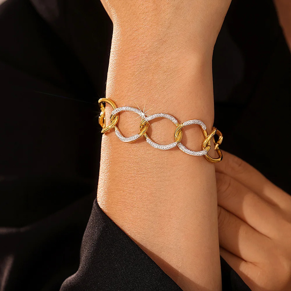 Trendy Chain Stainless Steel Bangle For Women Charm Bracelet Charm Jewelry Wedding Banquet Gift 250712
