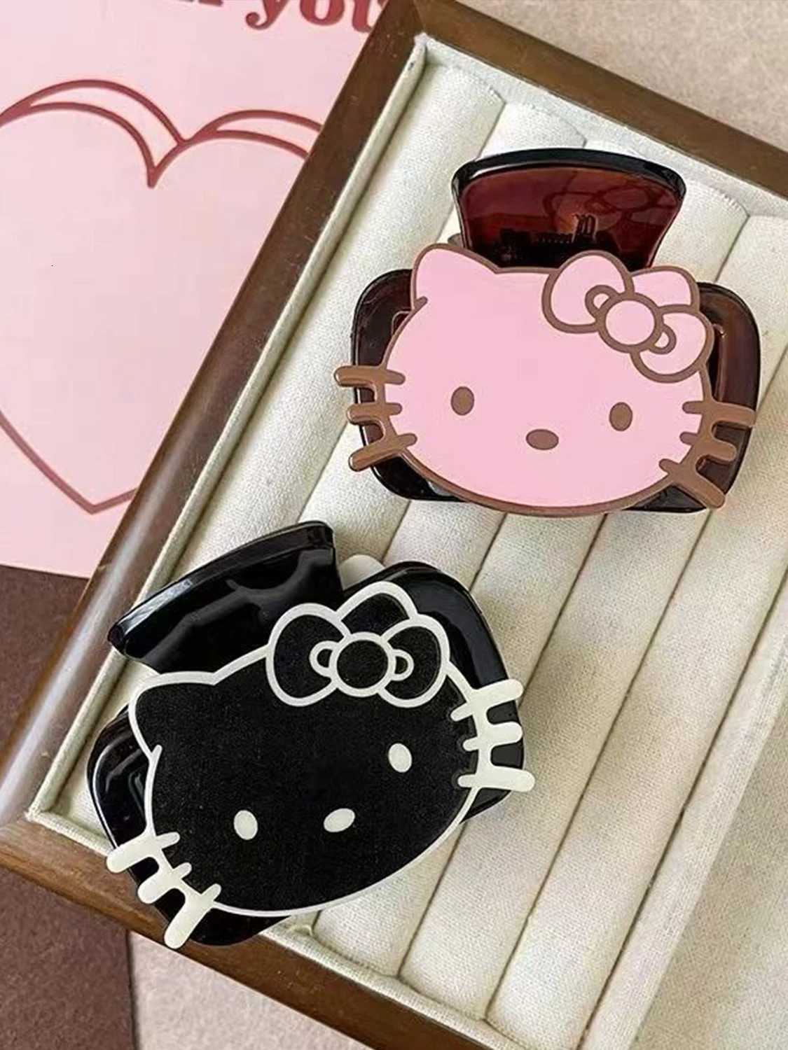 Sanrio 1pc Kitty Cat Cute and Sweet Medium Size Claw Clip Elegant Shark Clip for Hair on the Back of the Head Half-Tied Hair Clipw250716