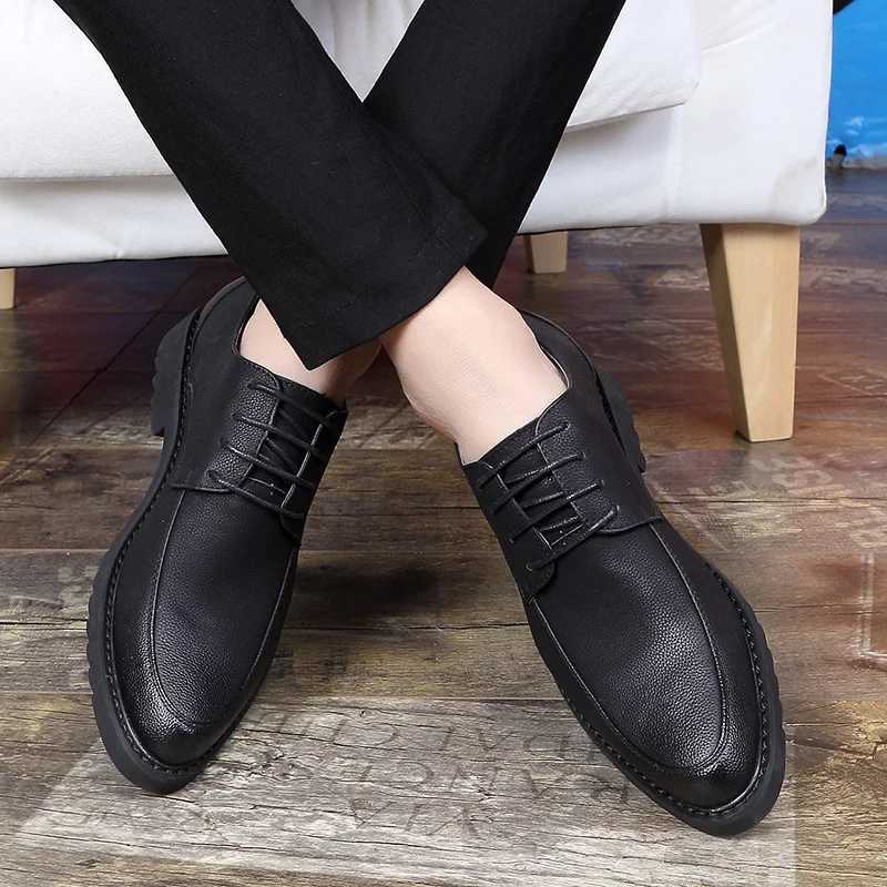 Loafers Pointed Toe Thick Sole Soft Platform Male Casual Shoe Office Moccasin Mens Leather Shoes in Promotion Free Shipping New W250716