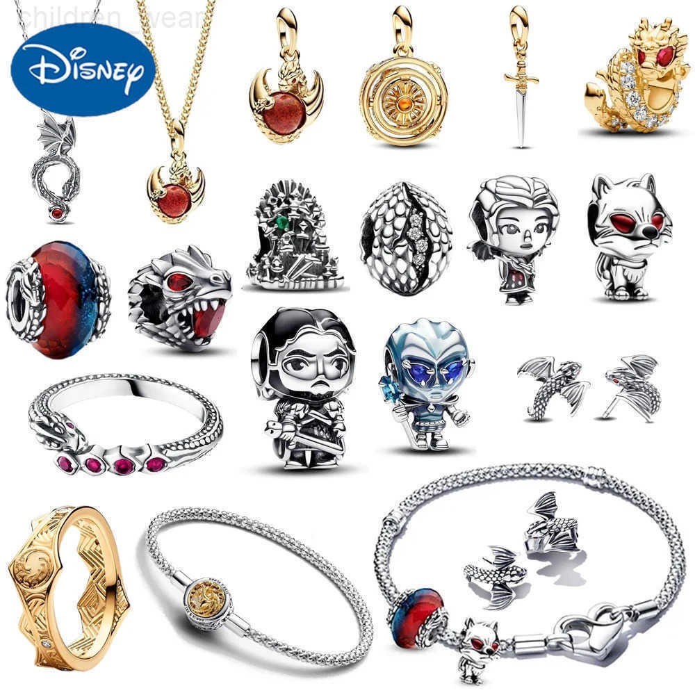 Disney 925 Silver Original Miniso Charms Fit Bracelet Dragon Wolf Chair Egg Sword Beads Charm for Women Jewelry Making Accessories Gift W20250716