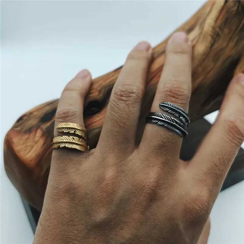 DODO Feather Ring 316L Stainelss Steel Jewelry Punk Style Men Women Adjustable Ring Size 6-13 S250716