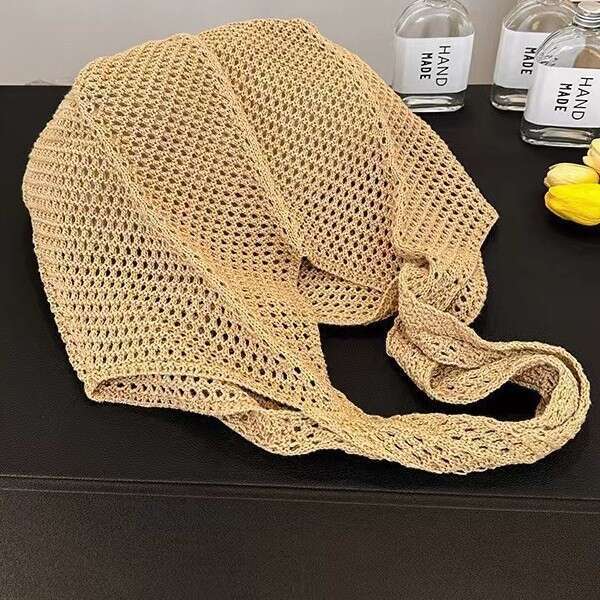 Summer Trend New Woven Women's Handbag Fashionable Stylish Shoulder Mesh Beach Travel Straw Bag