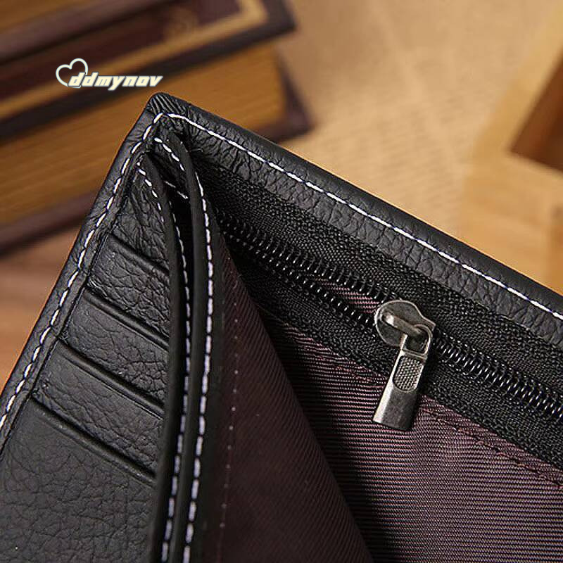 JINBAOLAI Retro Men Wallets Genuine Leather Card Horder Short Zipper Buckle Male Coin Pocket Photo Holder Mens Wallet ddmynov