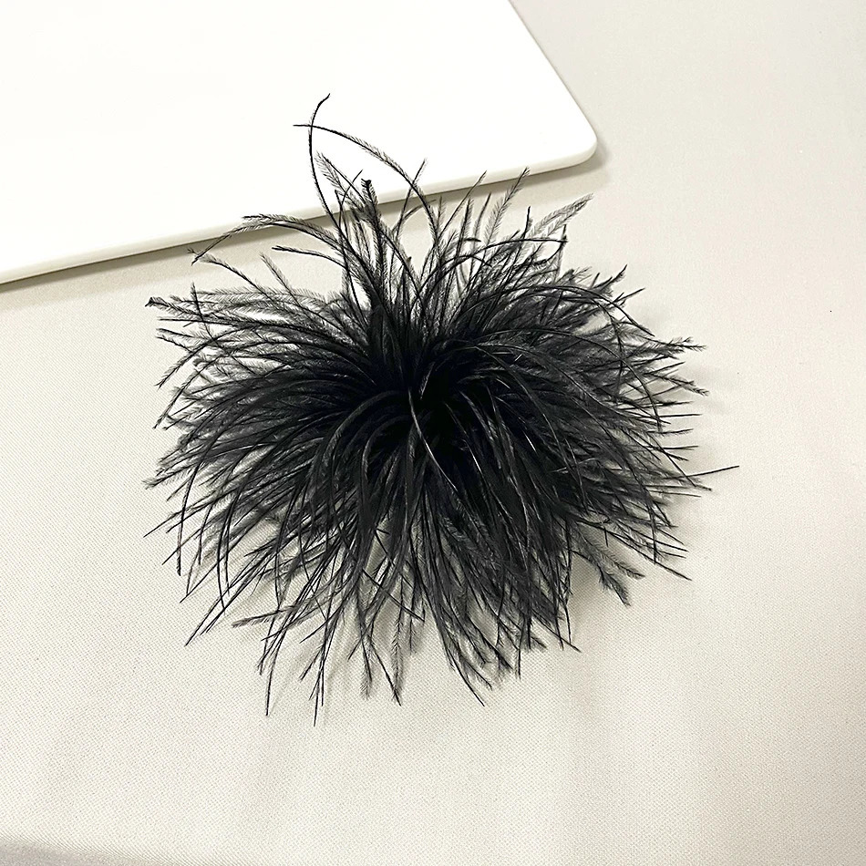 Fashion Vintage Big Natural Feather Ostrich Hair Brooch Hair Festival Party Dress Hats And Shoes Decoration Accessories 250712