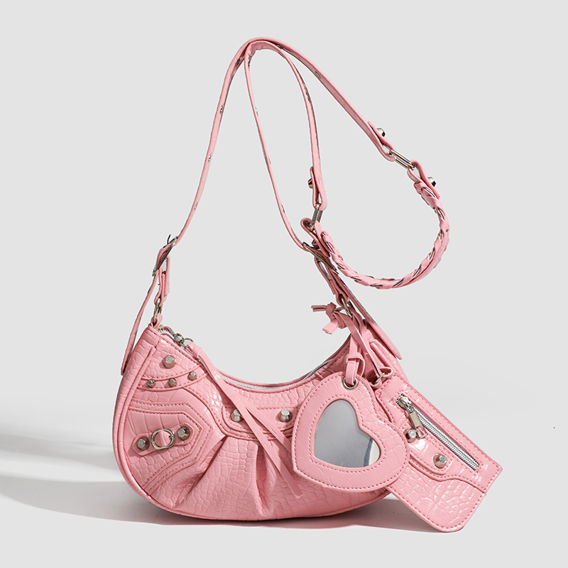 Designer 2025 New Trendy Texture Cool Hot Girl Style Rivet Three-in-One Underarm Versatile Handbag Shoulder Crossbody for Women Light Luxury Women