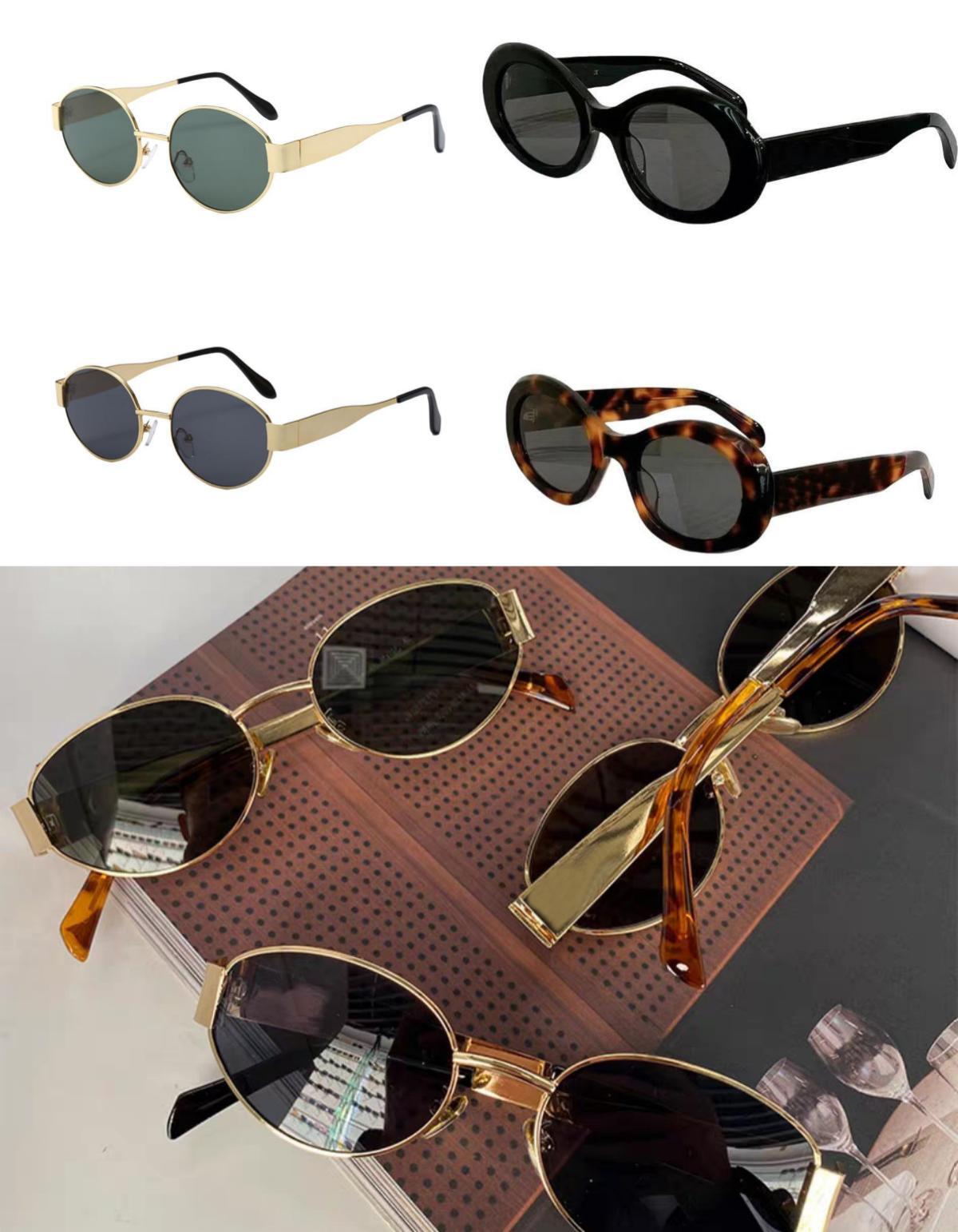Fashion Luxury designer sunglasses for womens men glasses same Sunglasses as Polarize beach street photo small sunnies metal full frame with brown box sonnenbrille