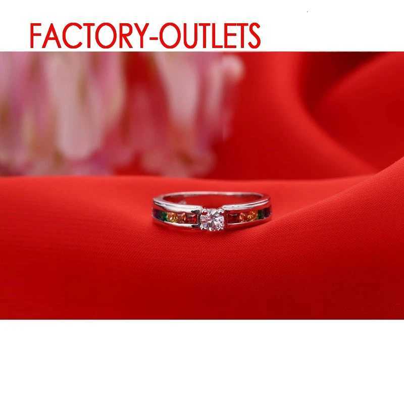 925 Sterling Silver Ring Fashion Jewelry Colourful Cubic Zirconia Tension Setting Women Girls Party Engagement Wholesale S250716