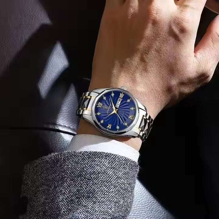 DHwatches Men's Tungsten Steel Watch - 50M Waterproof Business Quartz Wristwatch with Day & Date, Luminous (Model 980)