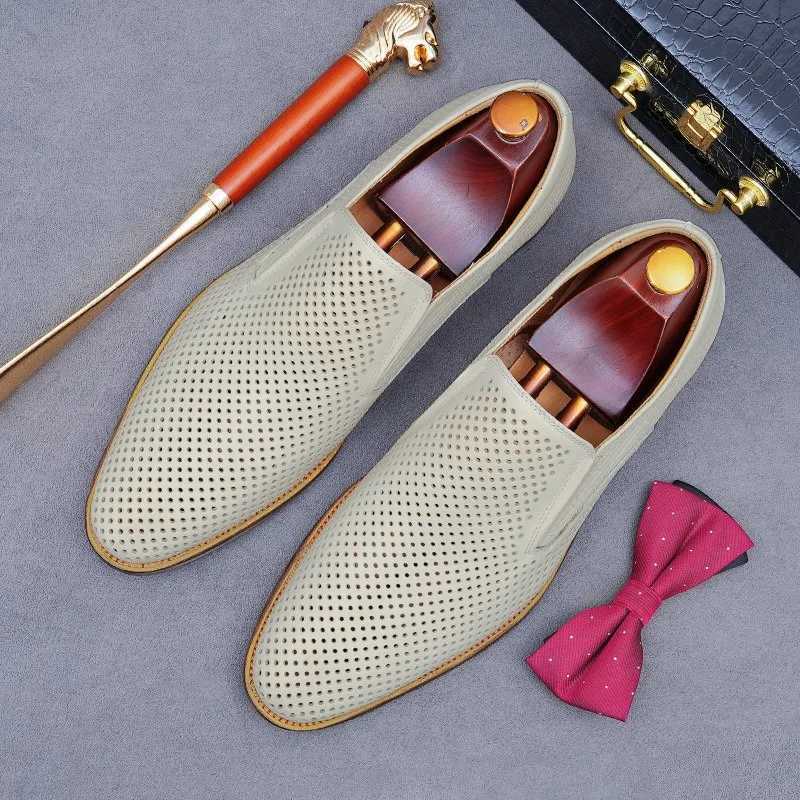 Mens Summer Business Casual Hollow Out Leather Shoes Soft Leather Cowhide Comfortable Sandals for Smart Casual Wear W250716