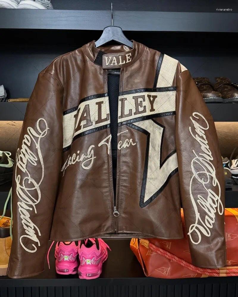 Men's Jackets American Star Geometric Fashion Oversized Jacket Men High Street Brand Harajuku Retro Letter Casual Loose Zipper Coats