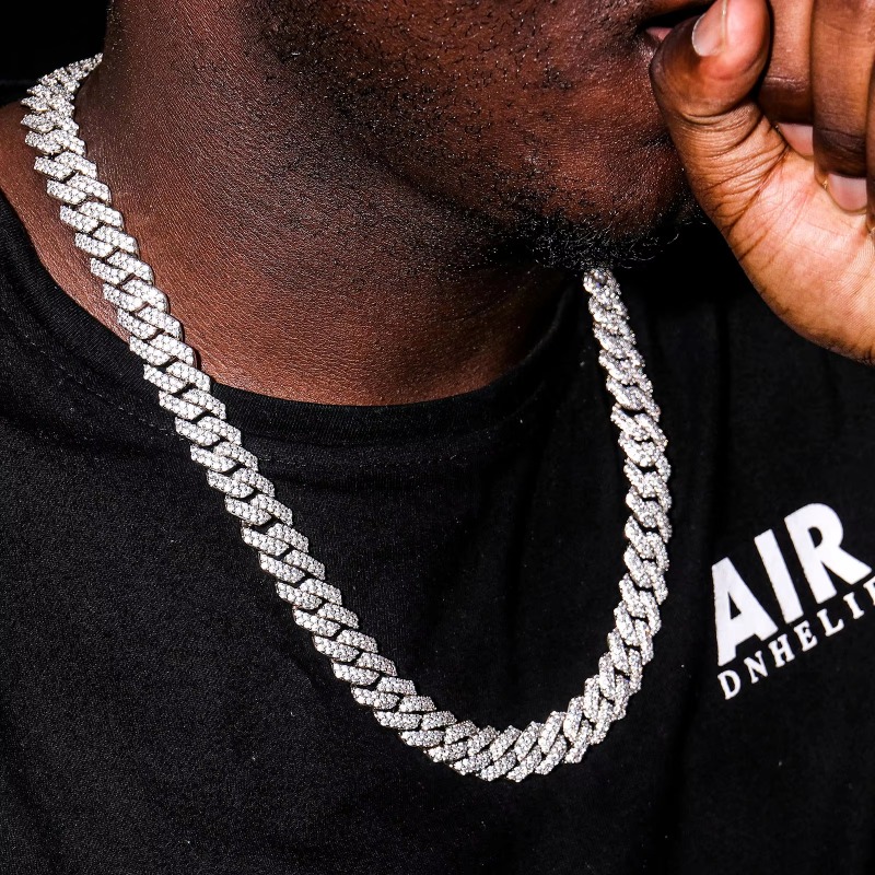 6mm 18/20/22inches Silver Wholesale Choker Custom Cuban Link Chain Gold Cuban Chains Moissanite Cuban Chain Necklace