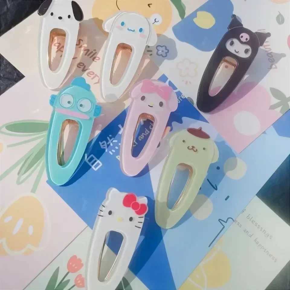 Sanrio Hairpin Pin Cartoon Hello Kitty Kuromi Girls Barrettes Bangs Clips Women Girls Hair Slides Clips Jewelry Gifts w250716