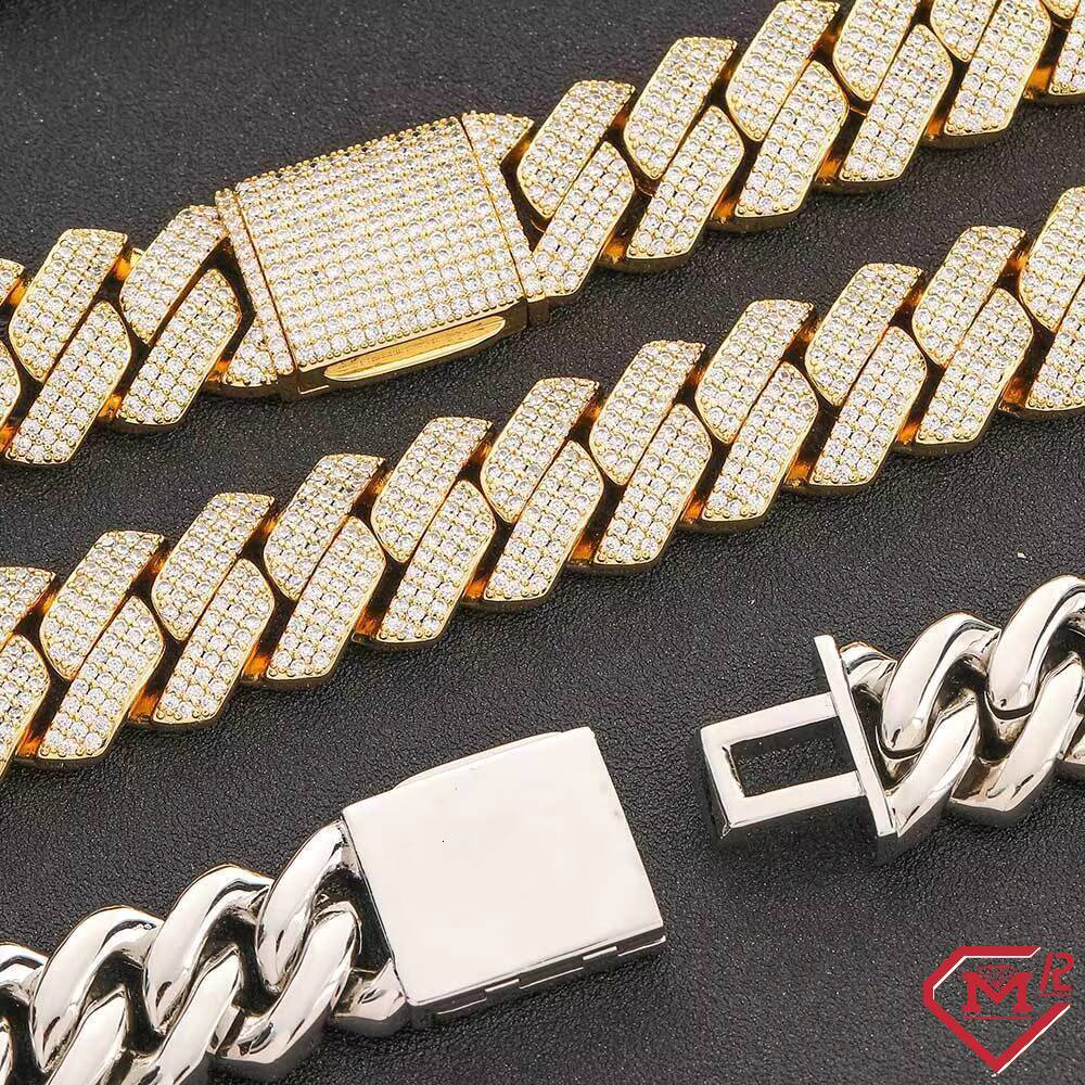 Hiphop 14mm Cuban Chain Luxury Heavy Men Necklace Custom 925 Silver Moissanite Cuban Link Chain
