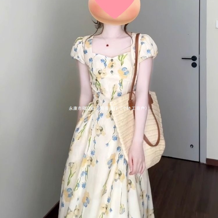2025 New Early Summer Outfit Floral Dress Super Beautiful Unique Dopamine Plus Size Waist-Cinching for Women