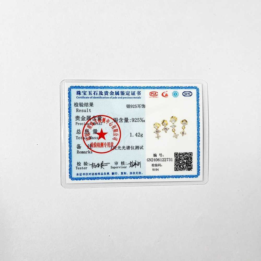 925 Sterling Silver 4PCS Set 7.5/9/10/13mm Zircon Piercing Stud Earrings for Women Luxury Gold Dangling Jewelry y250715