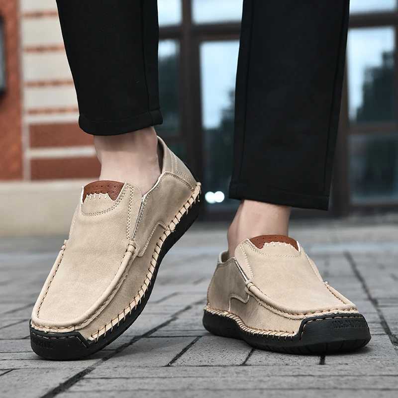Handmade Leather Men Shoes Casual Comfortable Slip On Loafers Men Leather Shoes Flats Moccasins Walking Shoes Fall Dropshipping W250716