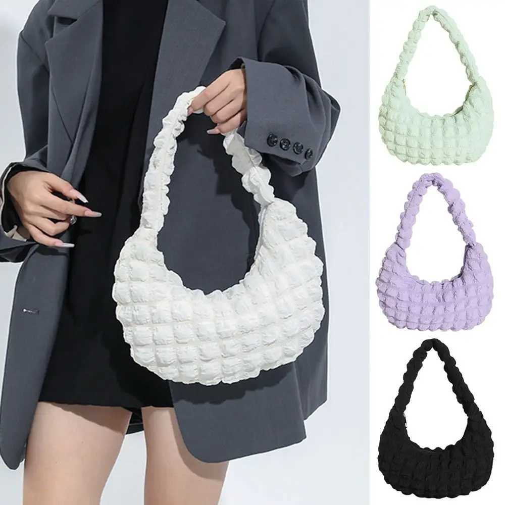 Quilted Shoulder Bags Small Cloud Handbags Pleated Bubbles Handbags Solid Color Underarm Shoulder Bags for Women Girls