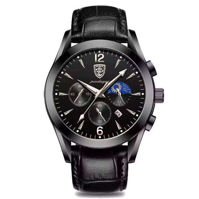 DHwatches Men's Waterproof Leather Watch - 50M Luminous Quartz Wristwatch with Date & Small Seconds, Student Casual (Model 829)