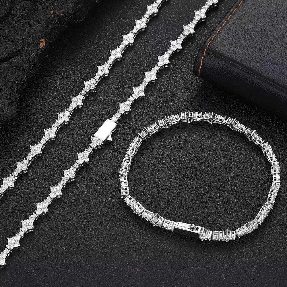 DAIHE High Quality moissanite chain With Diamond Unique Design Tennis Chain Necklace for Men and Women