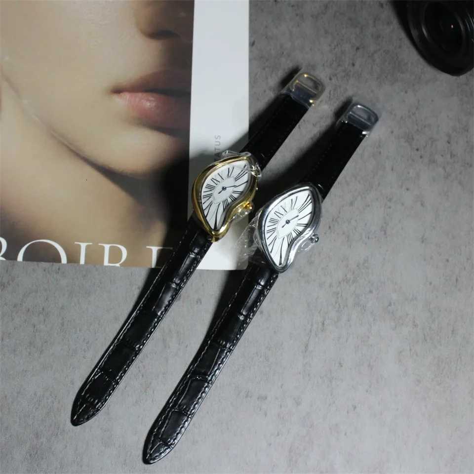 Medieval in es melt and twist y2k in ladies and men Leather strap fashion advanced ins niche design quartz Y250715