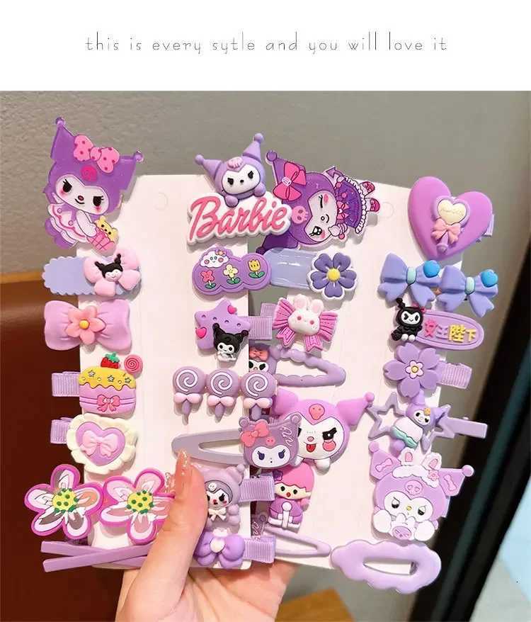 Sanrios New Cute Kuromi Childrens Hair Clip Cute Cartoon Hair Clip for Little Girls Sweet Side Bangs Clipw250716