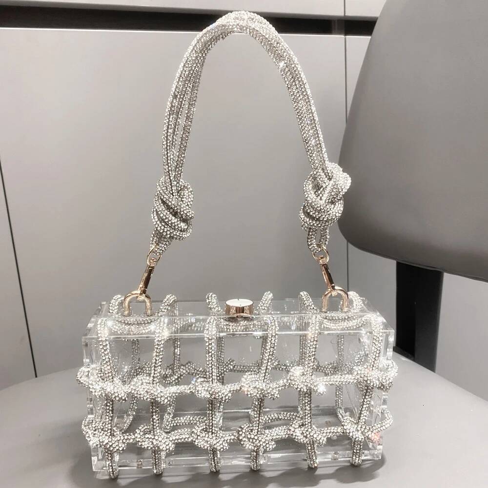 Handle Rhinestones Evening Sier Crystal Handmade Bags For Women Purses And Handbags Designer Banquet Bag