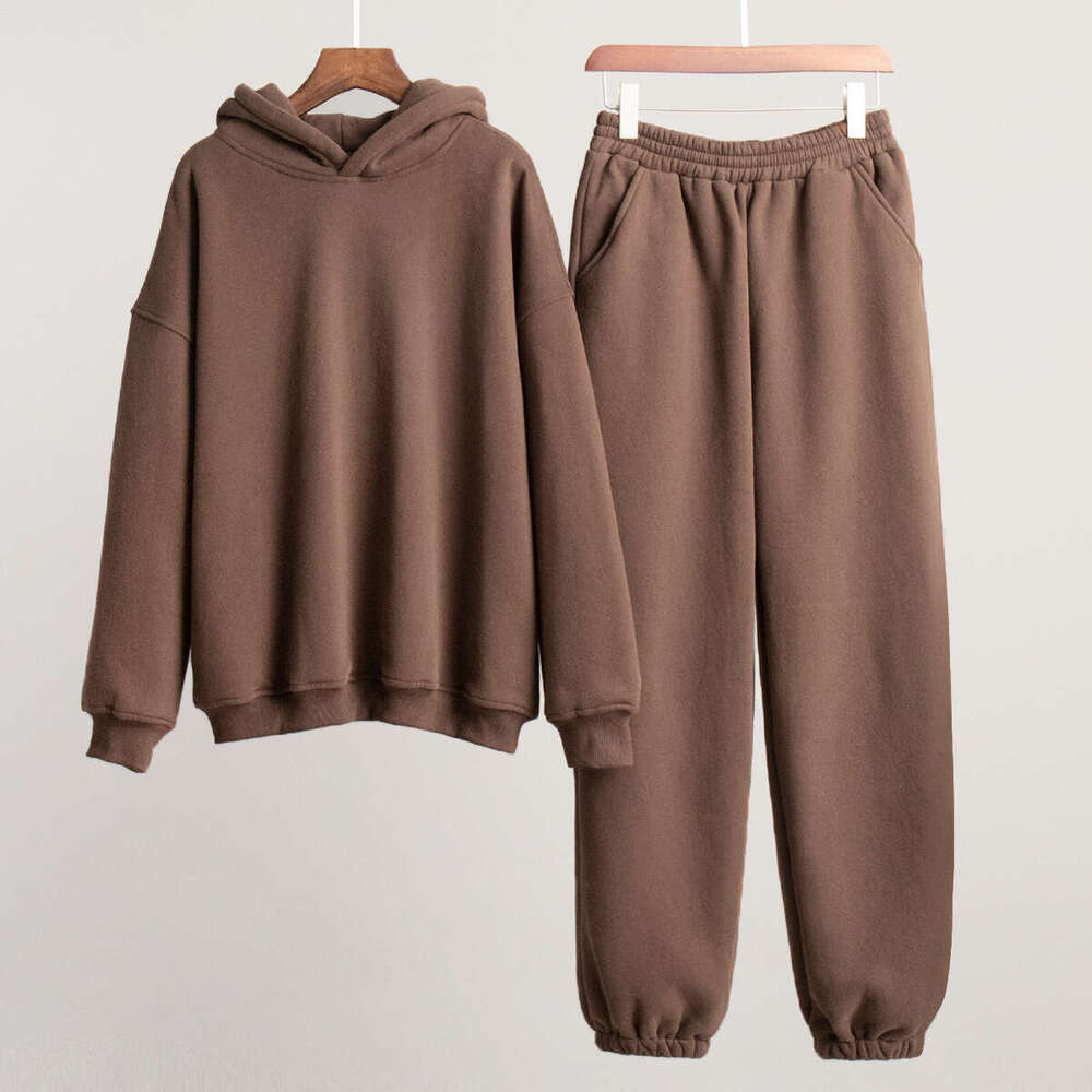 Autumn Winter New Women's Casual Comfortable Sports Style Hoodie And Jogger Pants Sweatshirt Set B5