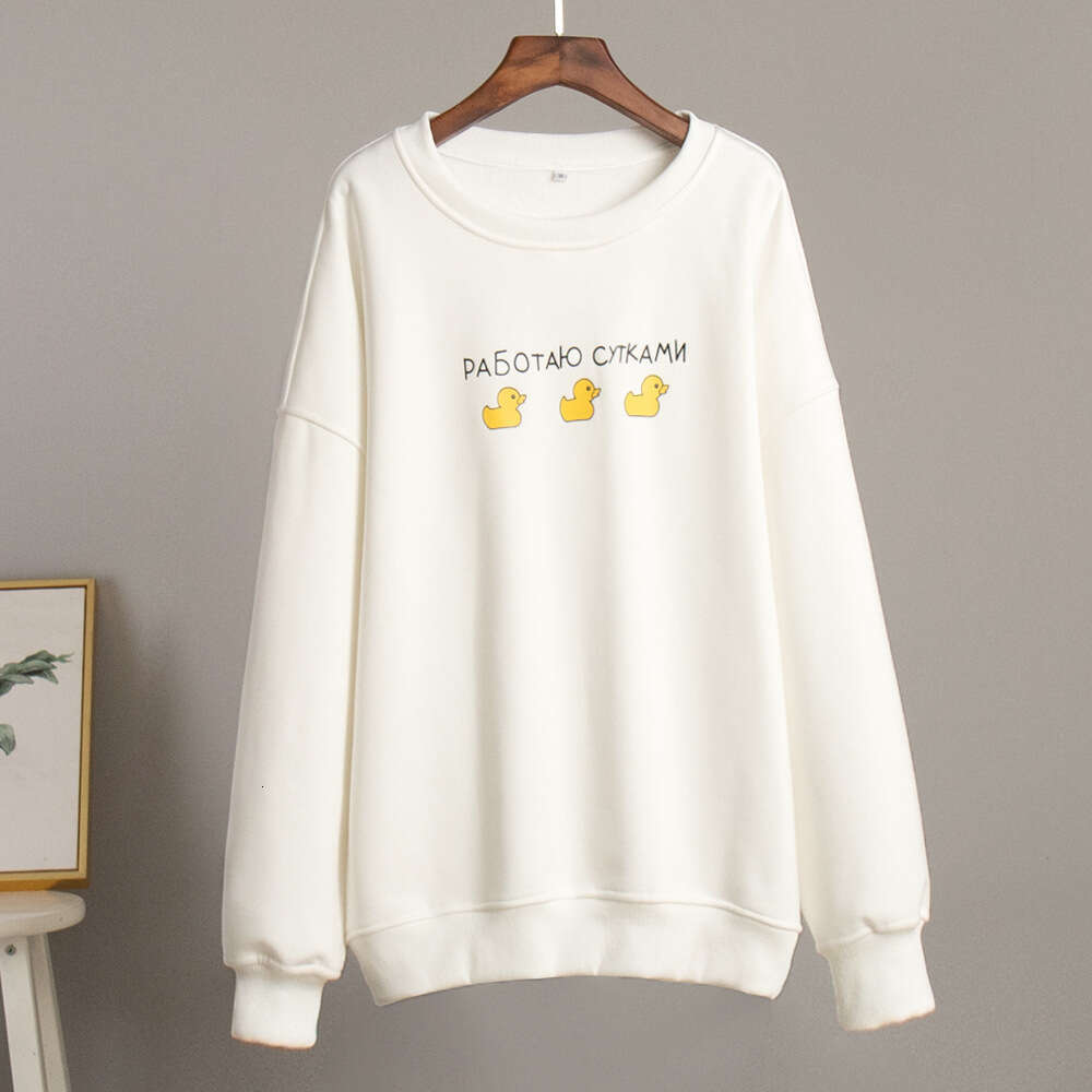 Loose Round Neck New Autumn Winter Versatile Slimming Pullover Hoodless Sweatshirt For Women B5