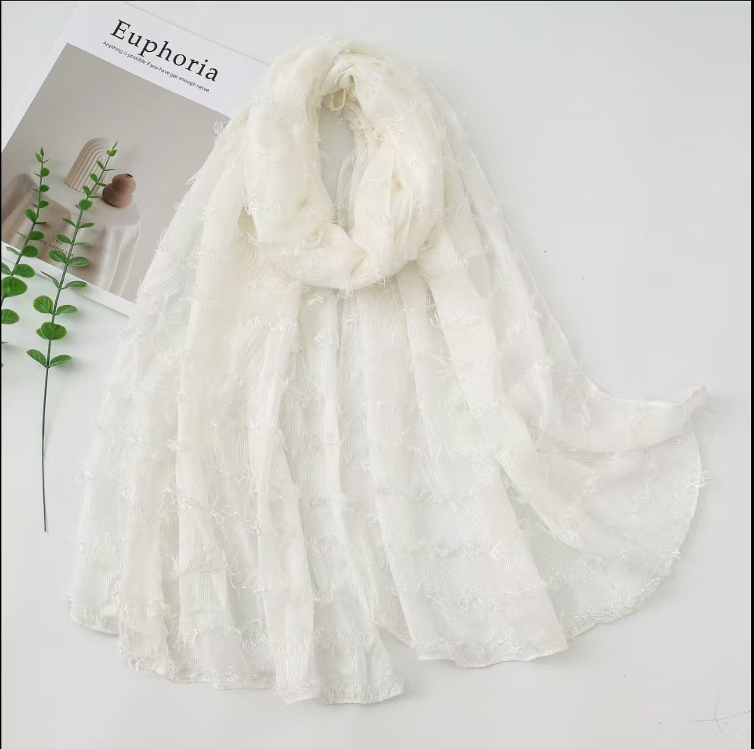 K1375 Cross-border solid color scarf for women, imitation silk, large size sunscreen shawl, plain color, versatile thin beach towel, spot wholesale