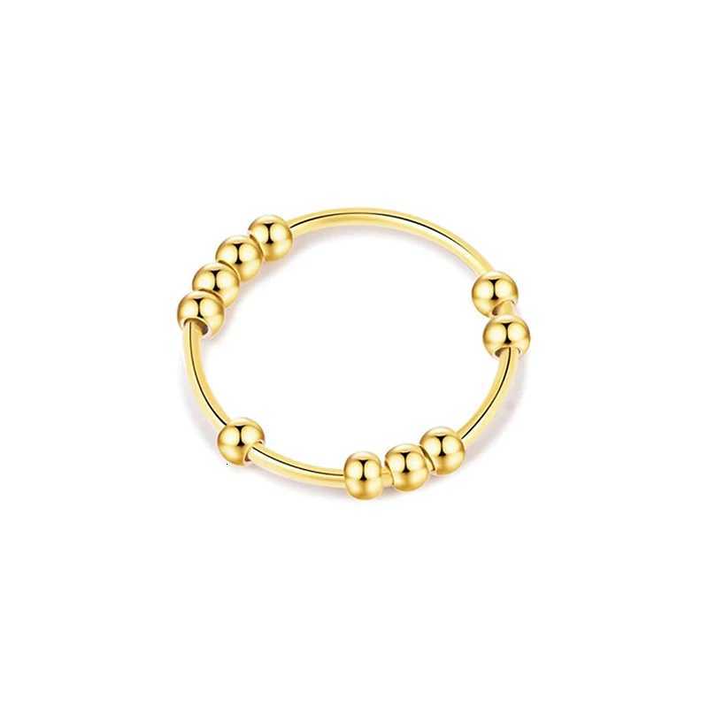 New Fashion Beads Anxiety Rings For Women Men Stainless Steel Rotate Freely Spinner Ring Couple Trend Simple Jewelry Wholesale S250716