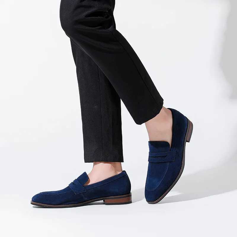 Mens Casual Shoes Cow Suede Genuine Leather Men Classic British Style Loafers Moccasins Mens Light Comfortable Driving Flats W250716