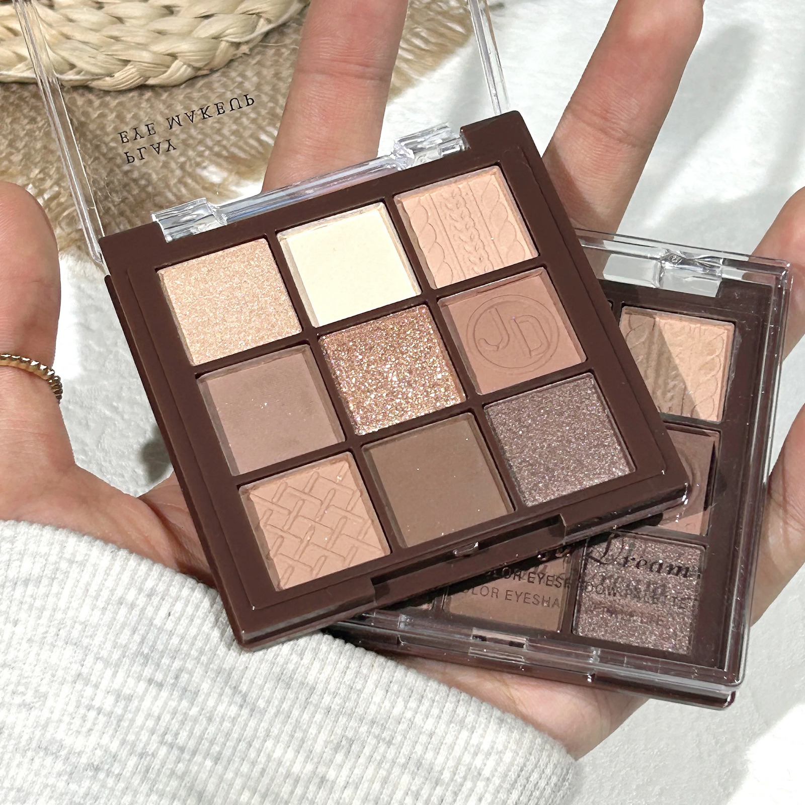 Chocolate Warm Brown Earth Palette - 9 Shades Matte Orange Brown Pearlescent Glitter Illuminating Wear Eyeshadow 250712