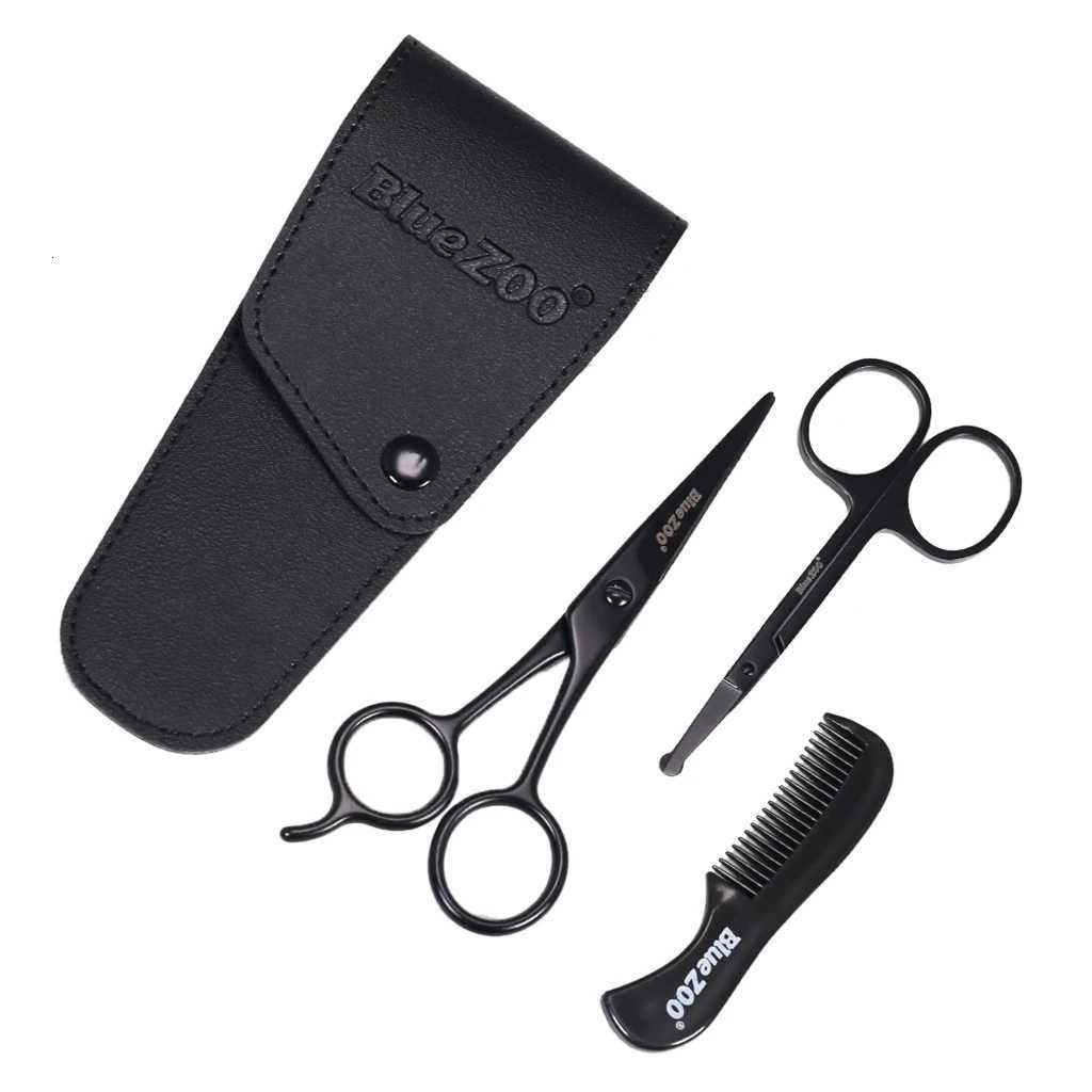 Nose Beard Mustache Scissors and Comb Set for Men Women Care With Gray Bag W250716
