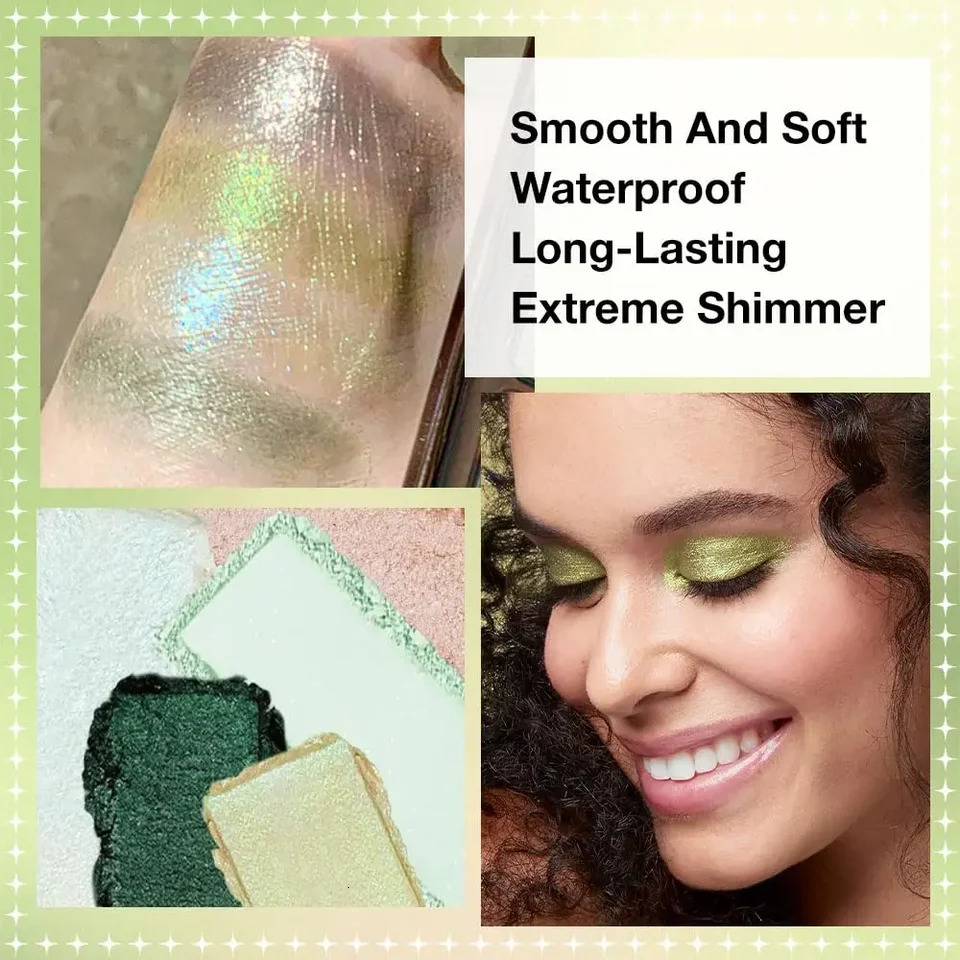 16 Color Green Pearl Eyeshadow Makeup Palette Waterproof Lasting Diamond Shimmer Eyeshadow Sparkling Crystal Eye Makeup Cosmetic 250712