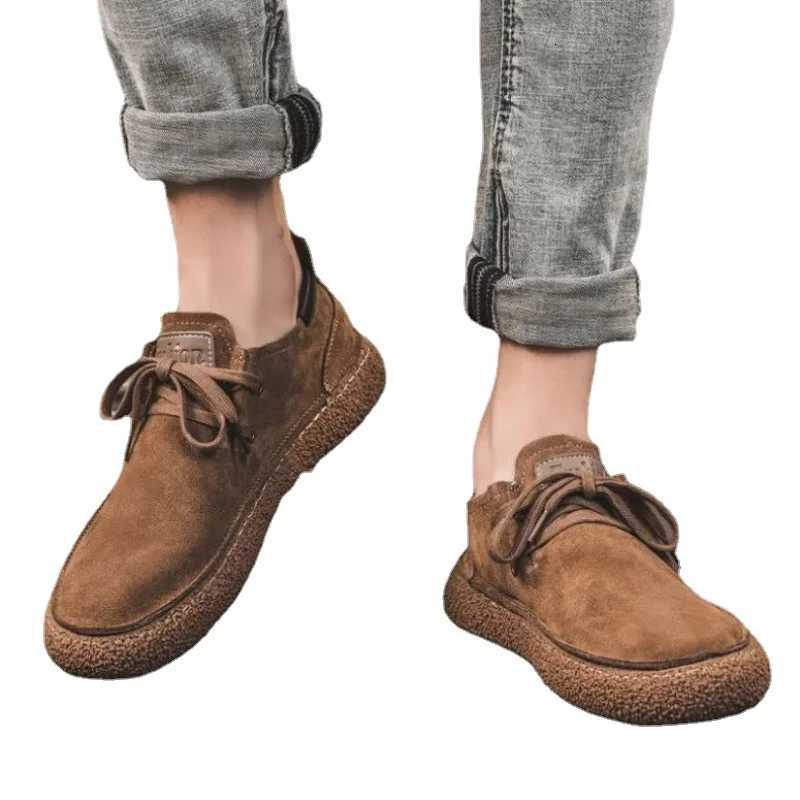 Men Casual Shoes Handmade Comfortable Men Shoes Quality Cow Suede Leather Flat Moccasins Men Sneakers Non-Slip Soft Sole Shoes W250716