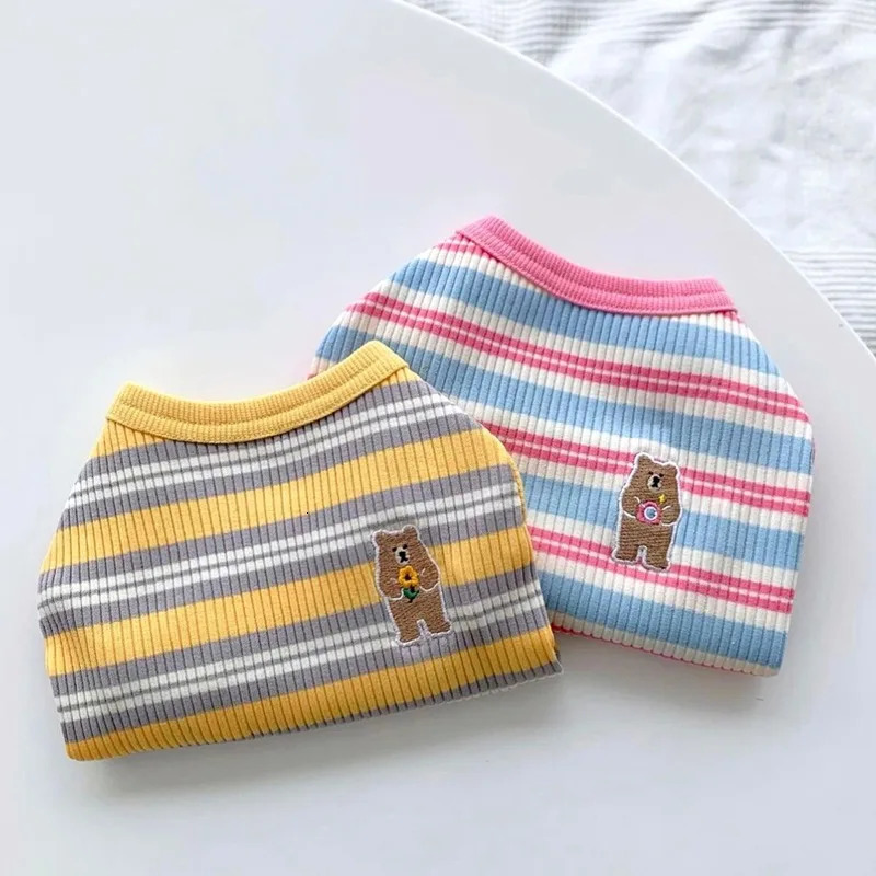 Cotton Rib Dog Shirt Sleeveless Stripe Vest for Small Dogs Teacup Chihuahua Yorkie Puppy Clothes Knitted Breathable Tank Tee 250711