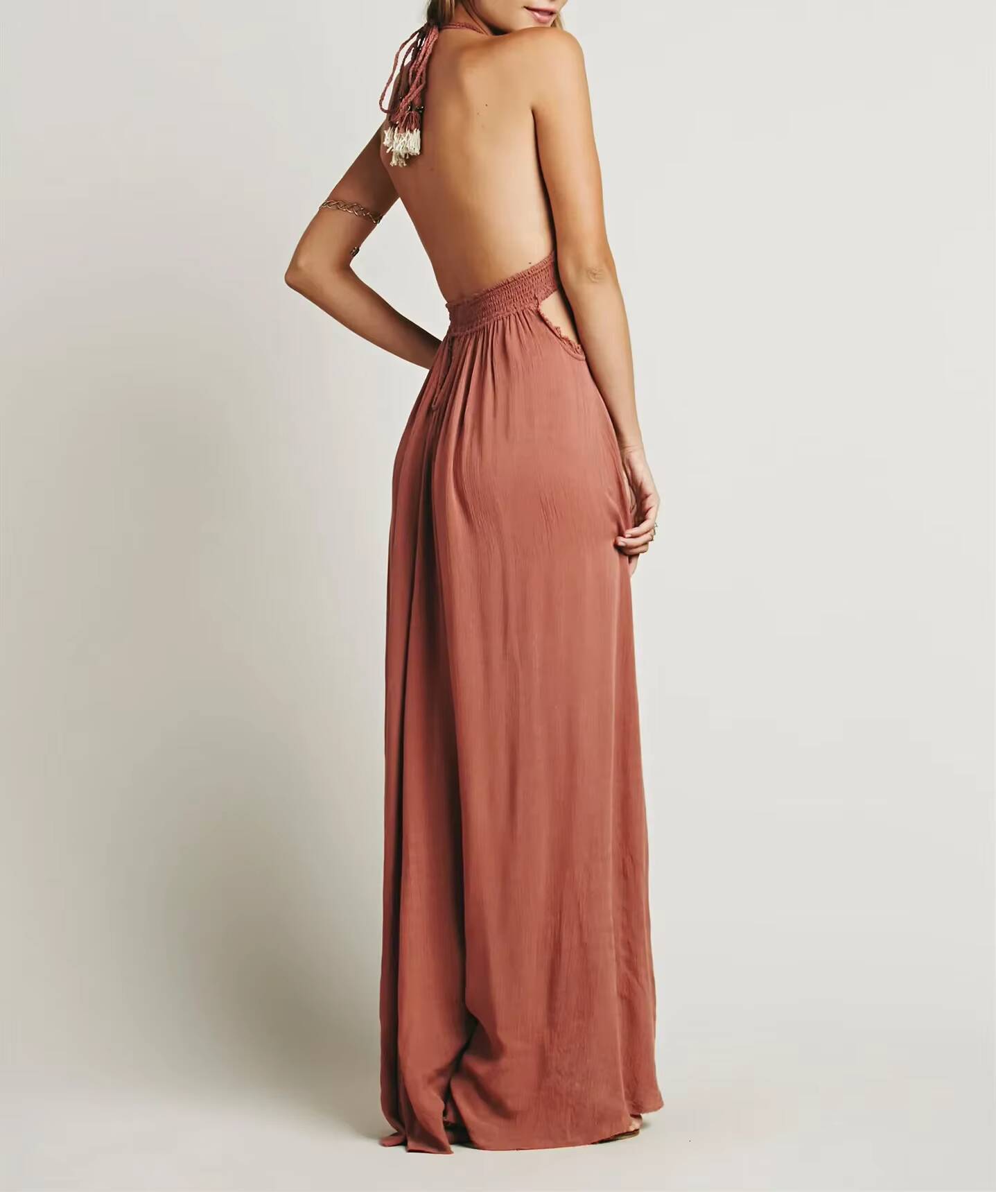 Canwedance Beach Sundress V Neck Backless Sexy Holiday Cotton Maxi Dresses Boho Vestidos Vacation Strapless Dress dongdumaoyi
