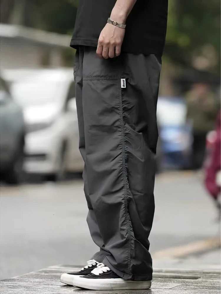 Outdoor Waterproof Parachute Pants Men Casual Baggy Wide Leg Motorcycle Pants Streetwear Sport Jogger Sweatpants Trousers y250716