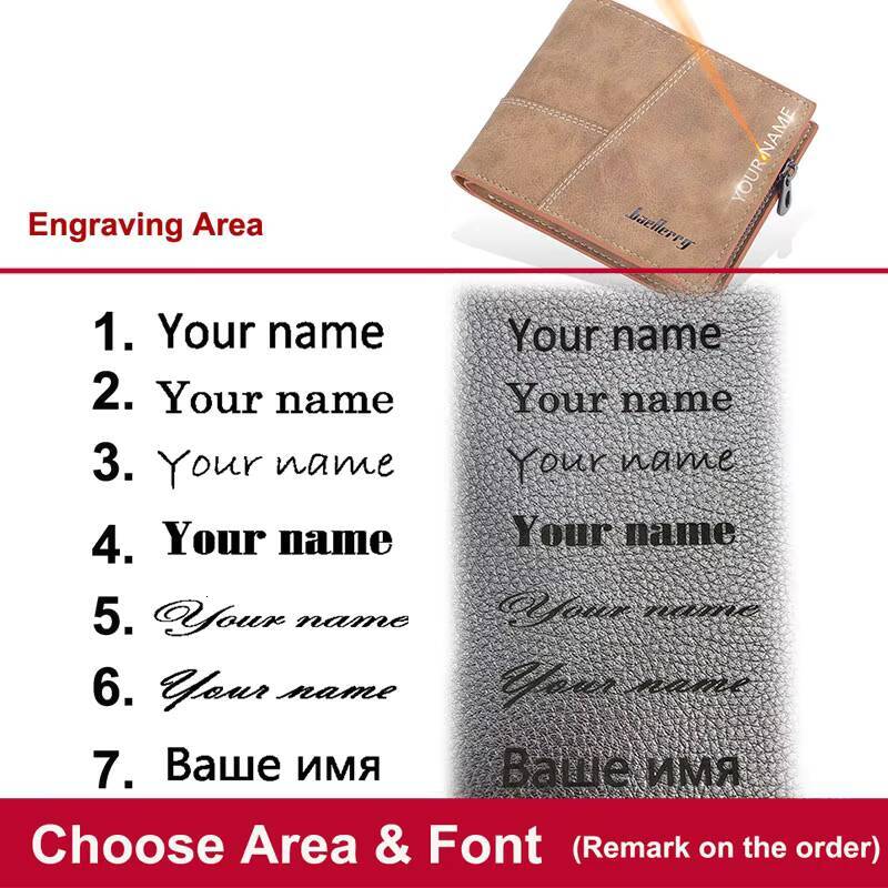 Luxury Name Engraved Short Male Purse Brand Card Holder High Quality PU Leather Small Men Wallets Carteria ddmynov