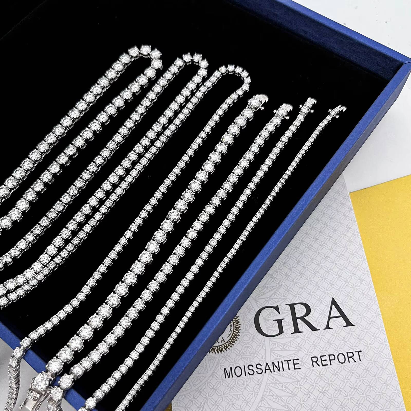 Provence Stock 925 Sterling Silver Tennis Chain in 2mm/3/4/5 Sizes with DEF Moissanite Direct Shipping Hip Hop Diamond Necklaces