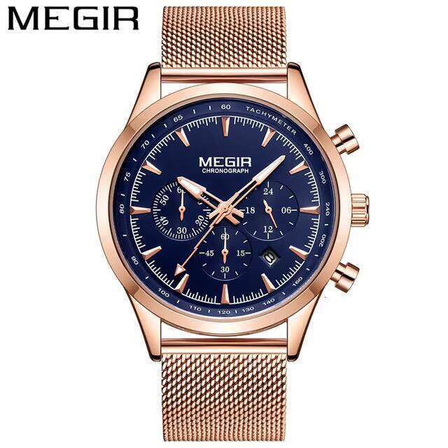 Ultra-Thin Men's Watch - 44mm Stainless Steel Chronograph with Luminous Hands & Date Display | Waterproof Dress Watch (5 Colors)