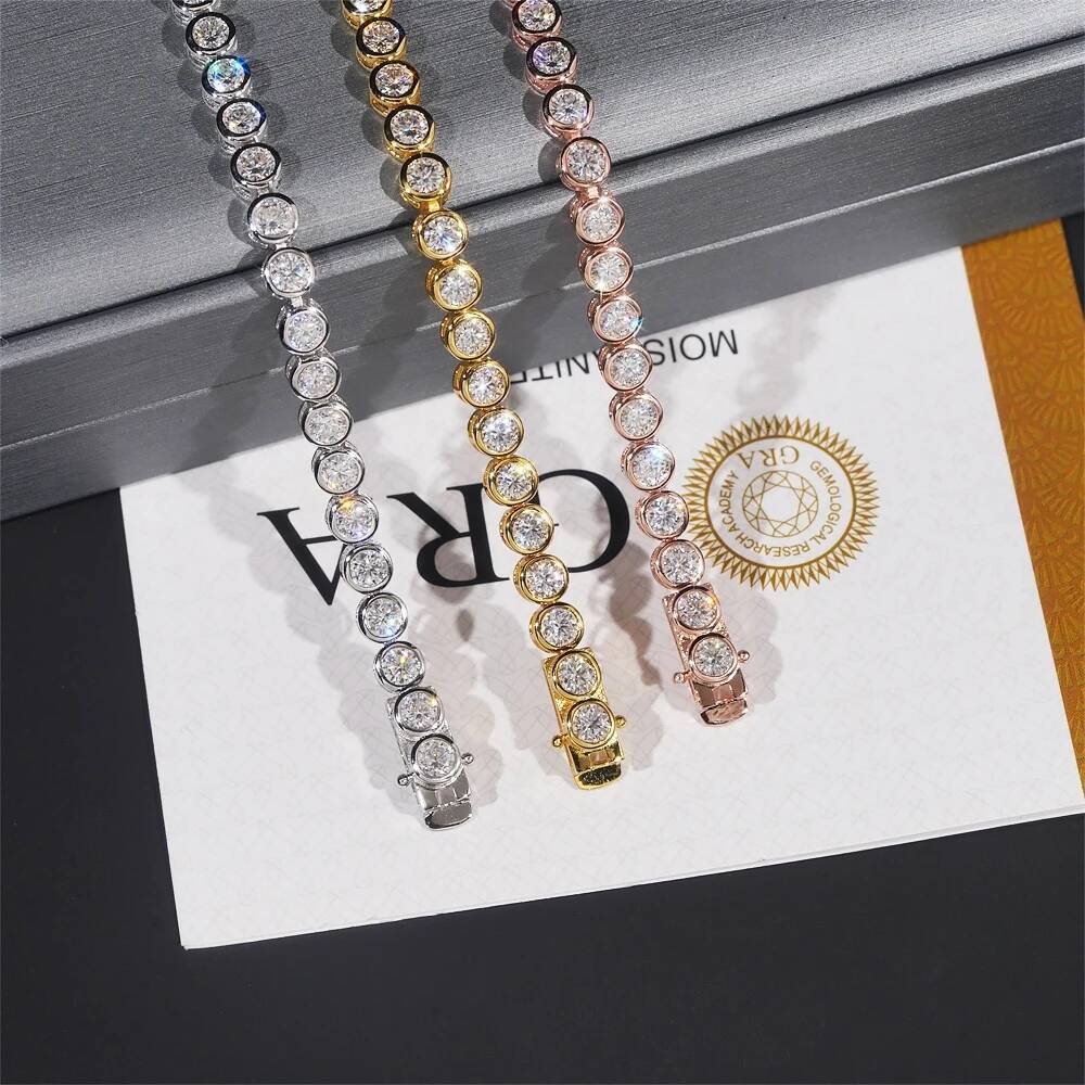 4mm Full Moissanite Tennis Bracelet with GRA for Women Party Fine Jewelry S925 Sterling Silver Diamond Bracelets