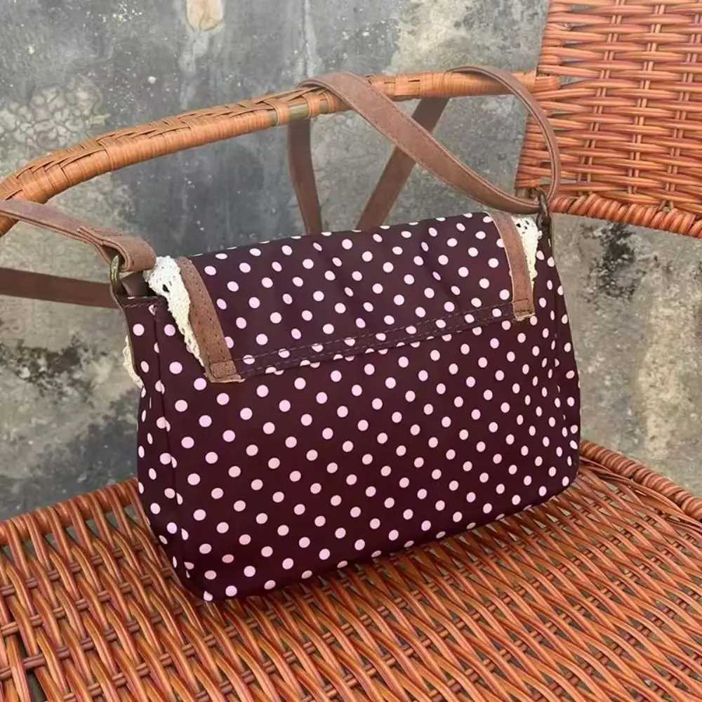 New Polka Dot Vintage Bag Casual Canvas Crossboby Bag Lace One-Shoulder Bag