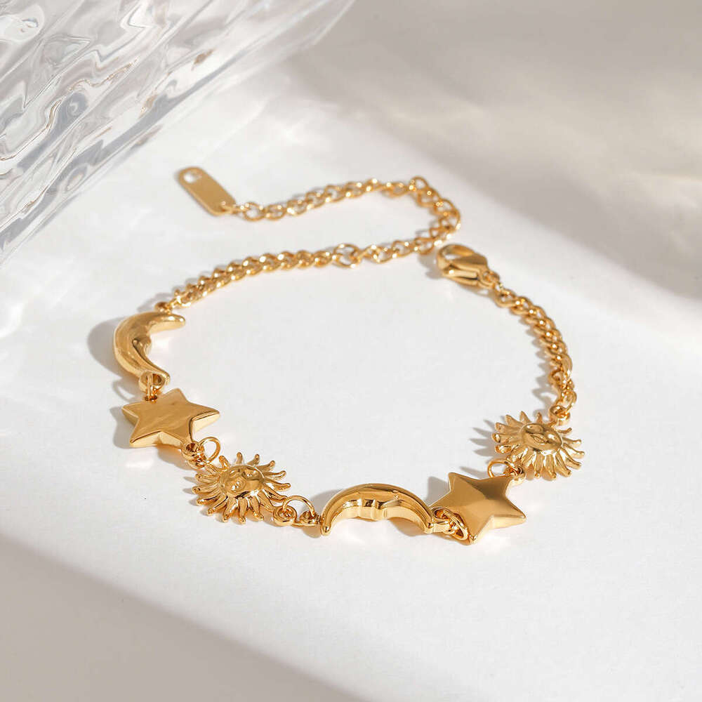Wanxing Gold Stainless Steel Star Moon Beach Summer Autumn Vacation Style DIY Non-Fading Bracelet for Women