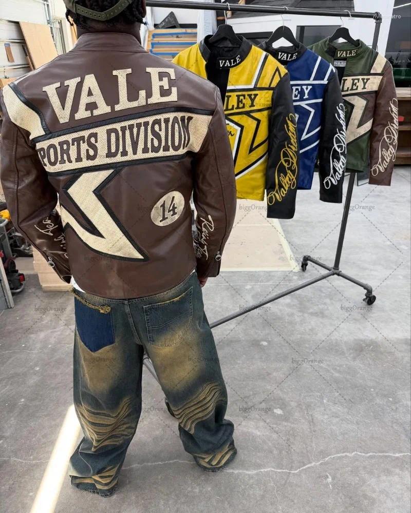 Men's Jackets American Star Geometric Fashion Oversized Jacket Men High Street Brand Harajuku Retro Letter Casual Loose Zipper Coats